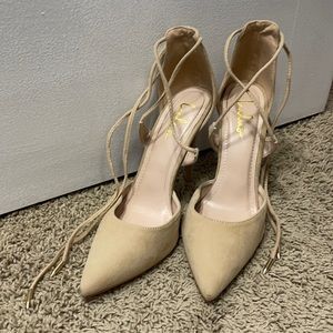 Lulus Nude lace up heel